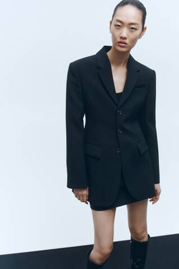 H&M X WARDROBE.NYC Блейзер в форме песочных часов из шерстяной смеси, черный