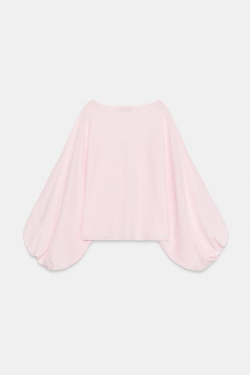 ZARA ТРИКОТАЖНЫЙ ТОП С ОБЪЕМНЫМИ РУКАВАМИ, ЦВЕТ РОЗОВОГО ДЕРЕВА
