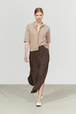 Massimo Dutti Струящаяся плиссированная юбка миди, коричневый