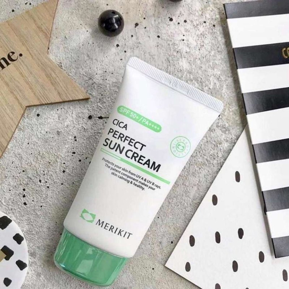 Merikit Солнцезащитный крем c пептидным комплексом , без пигмента SPF50+ - Merikit Cica Perfect Sun Cream SPF50+, 60 мл
