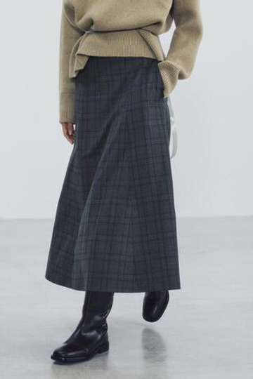 ZARA ЮБКА МИДИ В КЛЕТКУ — ZW COLLECTION, СЕРЫЙ