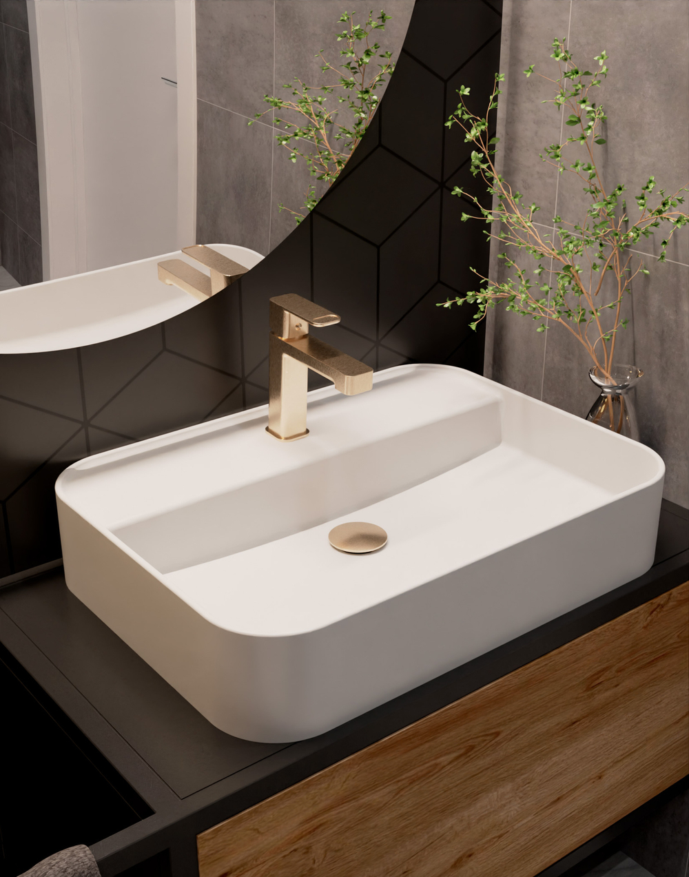 AQM6610BG Parma Смеситель для раковины однорычажный, Brushed gold