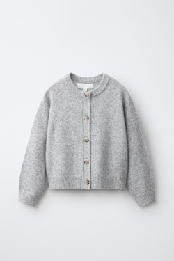 ZARA ОДНОТОННЫЙ КАРДИГАН, СВЕТЛО-СЕРЫЙ
