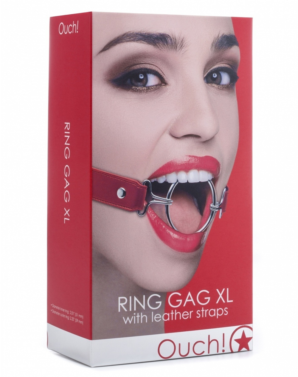 Расширяющий кляп Ring Gag XL с красными ремешками (Цвет: красный)