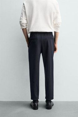 ZARA БРЮКИ-ДЖОГГЕРЫ NON IRON КОМФОРТНОЙ ПОСАДКИ, МОРСКОЙ СИНИЙ МЕЛАНЖ