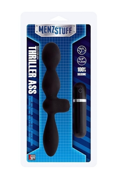 Чёрная двусторонняя вибровтулка MENZSTUFF THRILLER ASS DUAL HEAD (Цвет: черный)