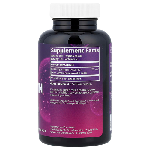 MRM Nutrition, кверцетин, 60 веганских капсул (500 мг в 1 капсуле)