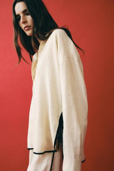 РУБАШКА ИЗ 100% ЛЬНА С ОКАНТОВКОЙ — ZW COLLECTION — ZARA