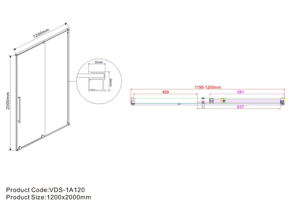 Душевая дверь Арно (Arno) VPS-1A120CG, 1200, хром, стекло тонированное,