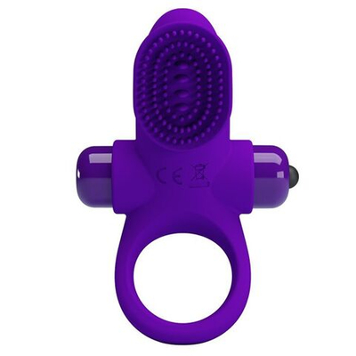 Фиолетовое эрекционное виброкольцо в клиторальной щеточкой Vibrant Penis Ring II (Цвет: фиолетовый)