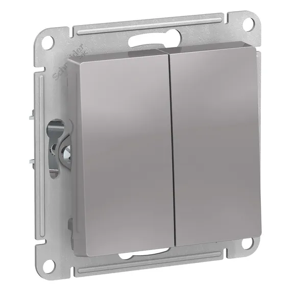 Выключатель двухклавишный Systeme Electric AtlasDesign Aqua Алюминий ATN440351