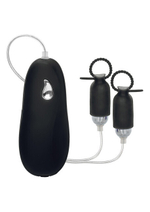 Силиконовые вибро-зажимы для сосков Silicone Vibrating Nipple Pleasurizers (2 скорости) (Цвет: черный с серебряным)