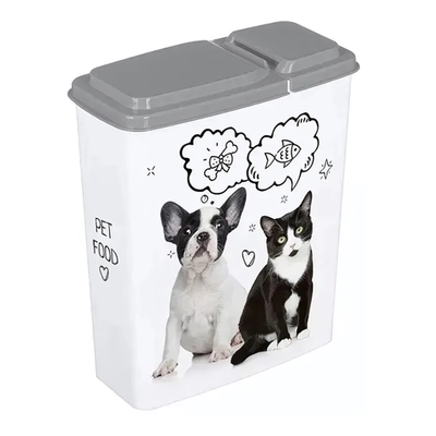 Контейнер для корма с декором lucky pet 2,3л (серый)