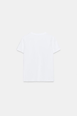 ZARA ФУТБОЛКА С КАРМАНОМ И НАДПИСЬЮ, БЕЛЫЙ