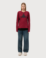 VIVIENNE WESTWOOD RED LABEL ЛОНГСЛИВ БОРДОВЫЙ С АППЛИКАЦИЕЙ ВИДЕ ЛОГОТИПА БРЕНДА