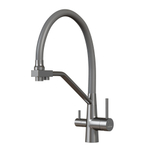 Смеситель для кухни 35k MIXLINE МЛНС-0404 (MLSS-0404) серый гиб.излив,подкл.к фильтру, п/гайку САТИН