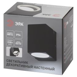 Светильник декоративный настенный ЭРА WL37 BK под лампу MR16 GU10 IP54 поворотный черный для интерьера и фасадов зданий | Настенная подсветка