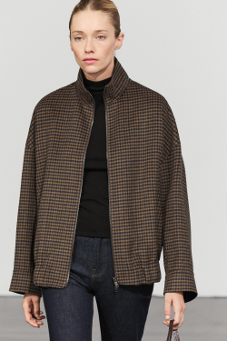 Massimo Dutti Бомбер в клетку виши с платком, коричневый