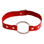 Кляп-кольцо на красных кожаных ремешках Sitabella BDSM Accessories 3092-2