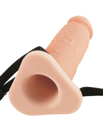 Насадка-фаллопротез Silicone Hollow X-tensions 8" удлинитель с ремешками для крепления (Цвет: телесный)