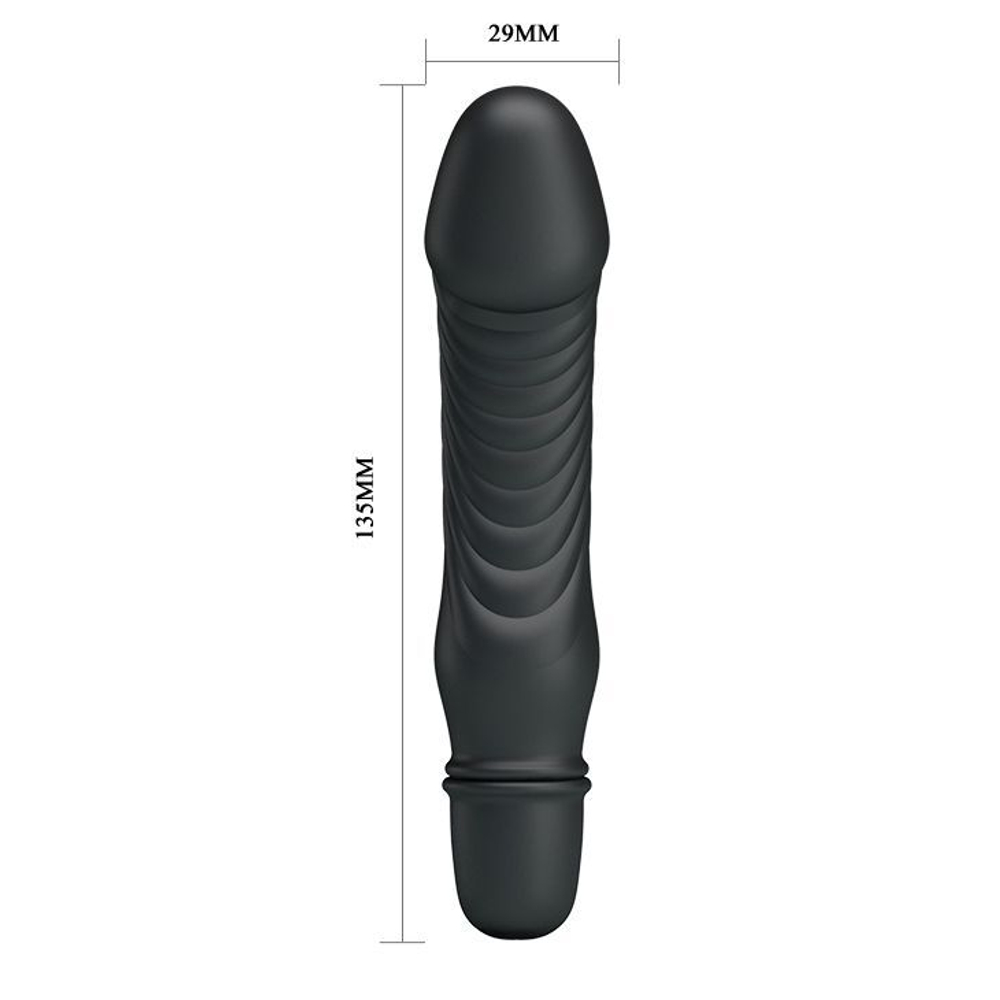Черный мини-вибратор Stev -13,5 см. (Цвет: черный)