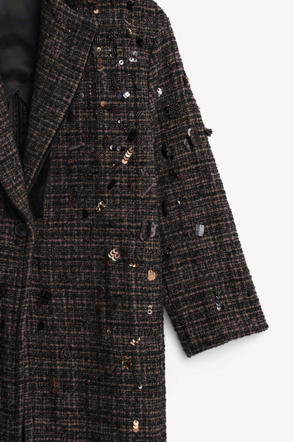 ZARA ДЛИННОЕ ПАЛЬТО ИЗ СМЕСОВОЙ ШЕРСТИ — LIMITED EDITION, КОРИЧНЕВЫЙ