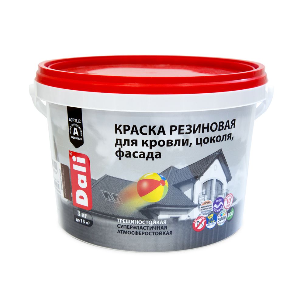 Краска резиновая Dali, глубокоматовая, 3 кг, коричневая, 50269