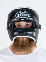Шлем боксерский LEADERS LS с бамперной защитой (черный / белый) BK/WH