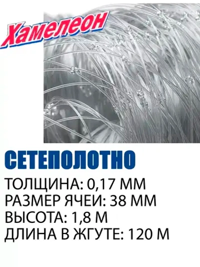 Сетеполотно леска 0,17 мм, ячея 38 мм, высота 1,8 м кукла