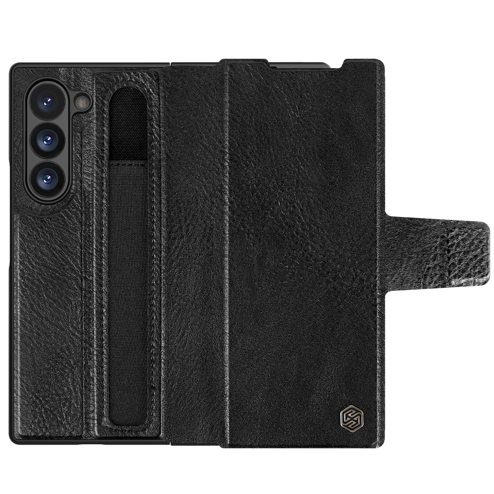 Кожаный чехол от Nillkin для Samsung Galaxy Z Fold 6 5G, серия Aoge Leather Case с эластичным карманом для хранения S-pen