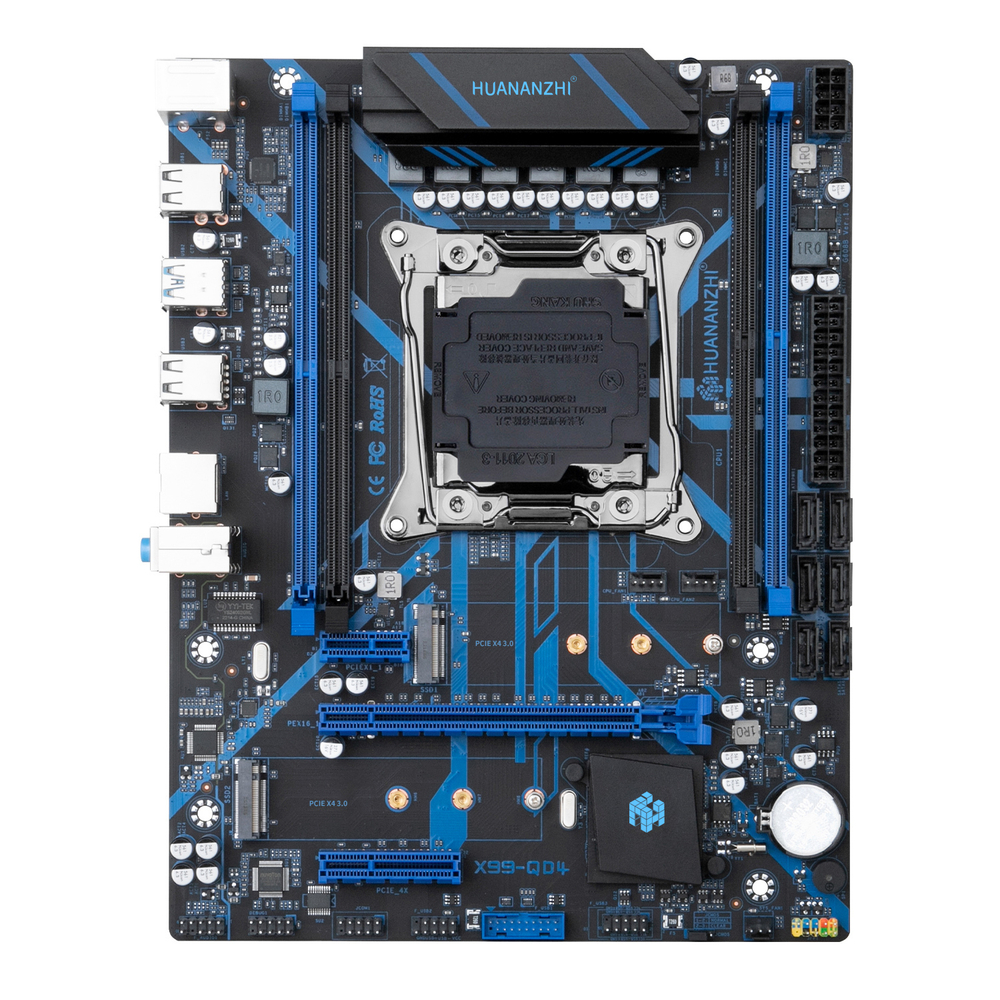 Материнская плата с процессором HUANANZHI X99-QD4 3.0, Socket2011-3, Xeon E5-2670v3, mATX, Retail, Socket2011-3, 4xDDR4, PCIe3.0, 2xM.2, GLAN, 2xPS/2, 8xUSB2, 4xUSB3, CPU TDP 120Вт (HNZ-X99QD4-3.0-2670V3)