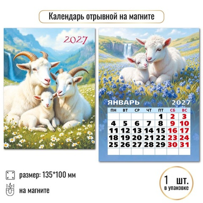 Календарь отрывной на магните 2027 "Символ года" 10332 (Квадра)