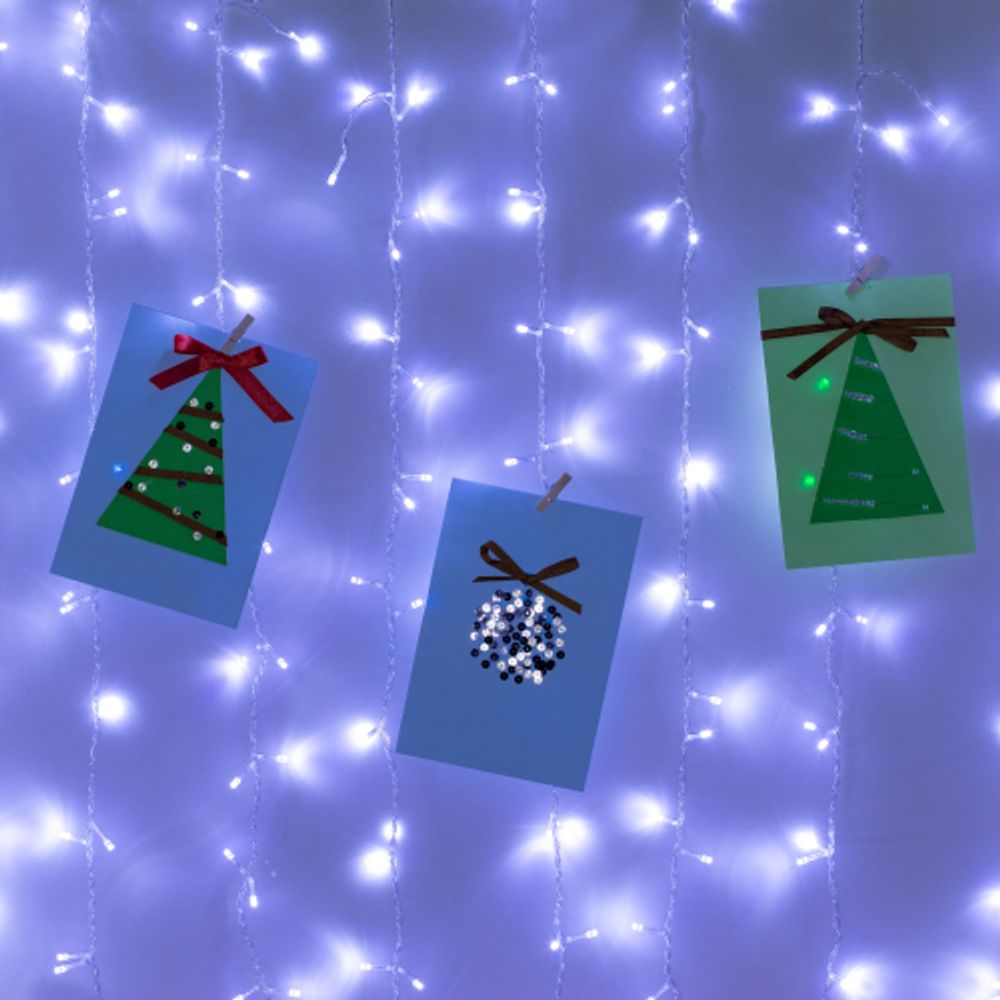 Светодиодная новогодняя гирлянда Intro Holiday INZL-02W занавес 3*2 м холодный белый 240 led 220 в | Intro