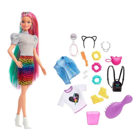 Barbie Leopard Rainbow Hair Doll