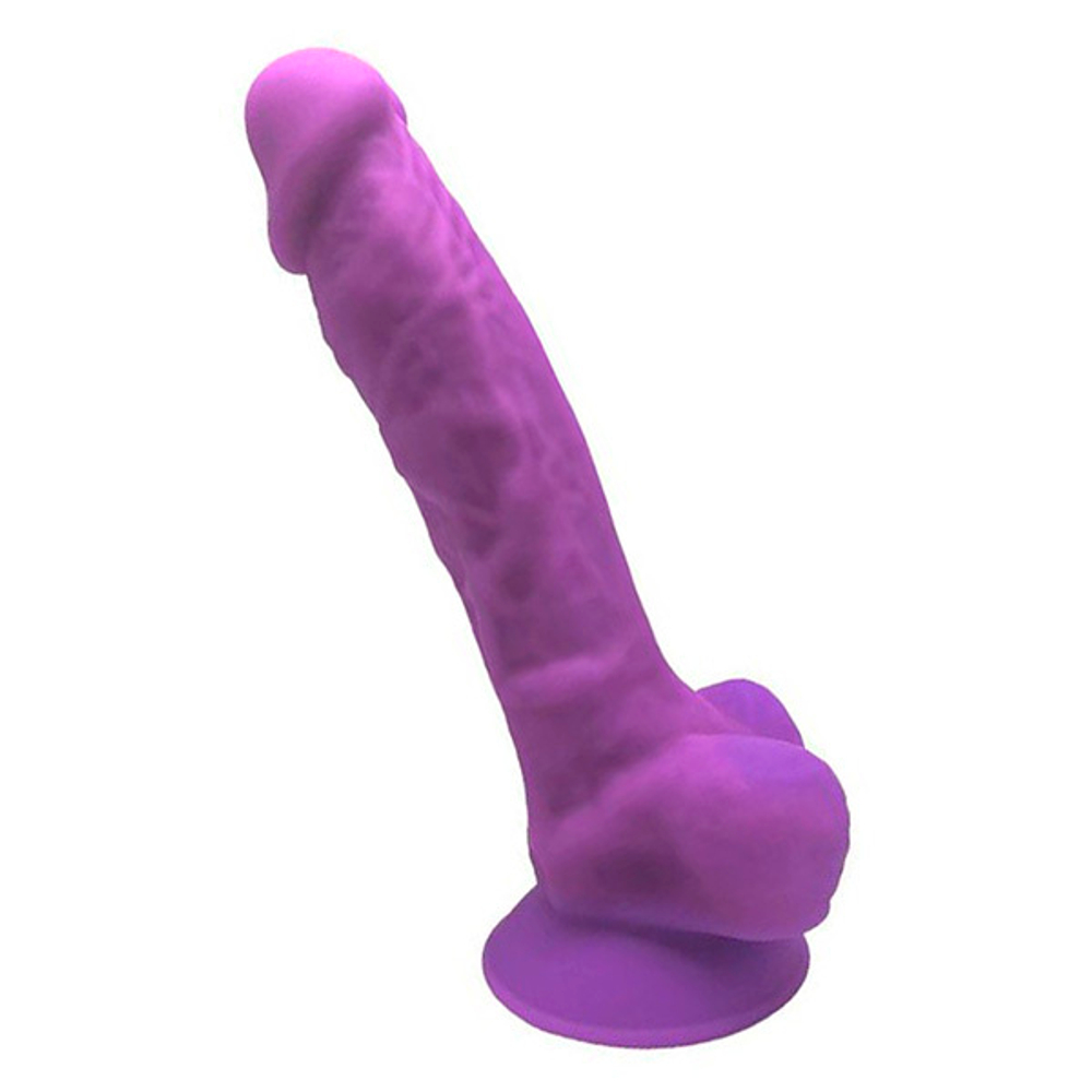 Фиолетовый фаллоимитатор 17,6см на присоске с мошенкой SilexD Premium Silicone Dildo Model 1