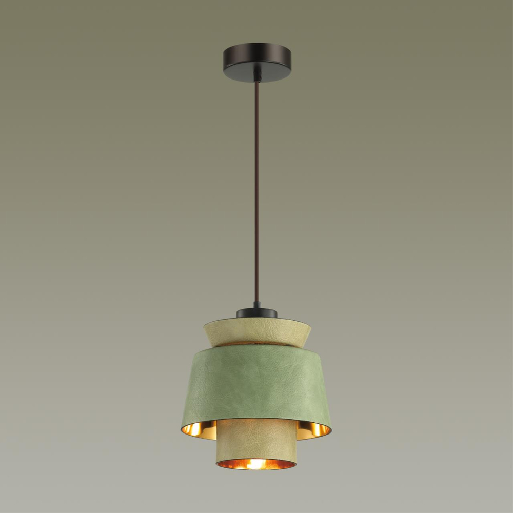4992/1A PENDANT ODL23 381 зеленый/золотой/металл/экокожа Подвес E27 60W KRESSA