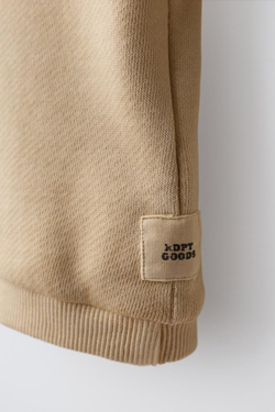 ZARA КОМПЛЕКТ ИЗ ТОЛСТОВКИ С ВОРОТНИКОМ ПОЛО И БРЮК-ДЖОГГЕРОВ, СВЕТЛО-БЕЖЕВЫЙ