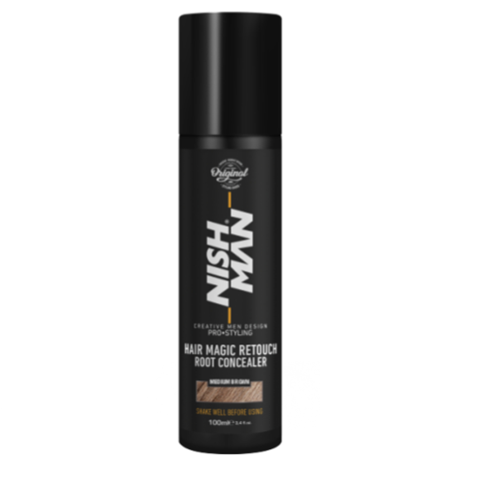 Nishman Hair Magic Retouch Root Concealer "Medium Brown" - Спрей для маскировки седины СВЕТЛО-КОРИЧНЕВЫЙ 100 мл