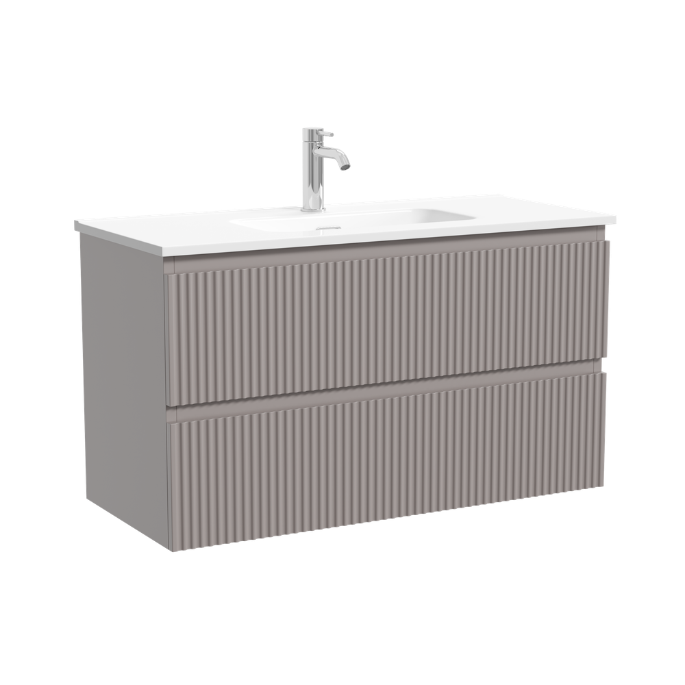 Тумба подвесная SANCOS Сноб Р (Snob R) 995х390х500, c двумя ящиками оснащенными доводчиками, Пыльная роза (Doha Soft), арт.SNR100/39SM