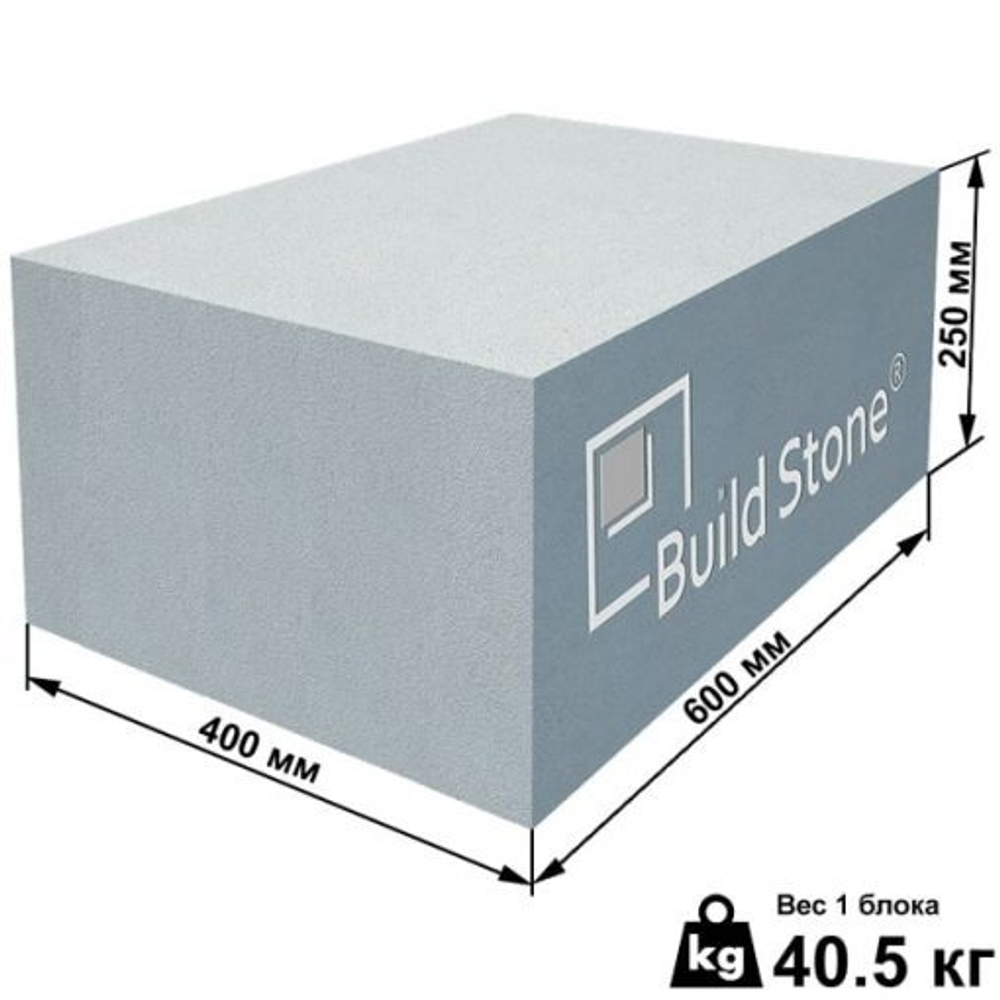 Газобетонный блок 400х250х600мм М500 Build Stone® (Кратно 1,44м3)