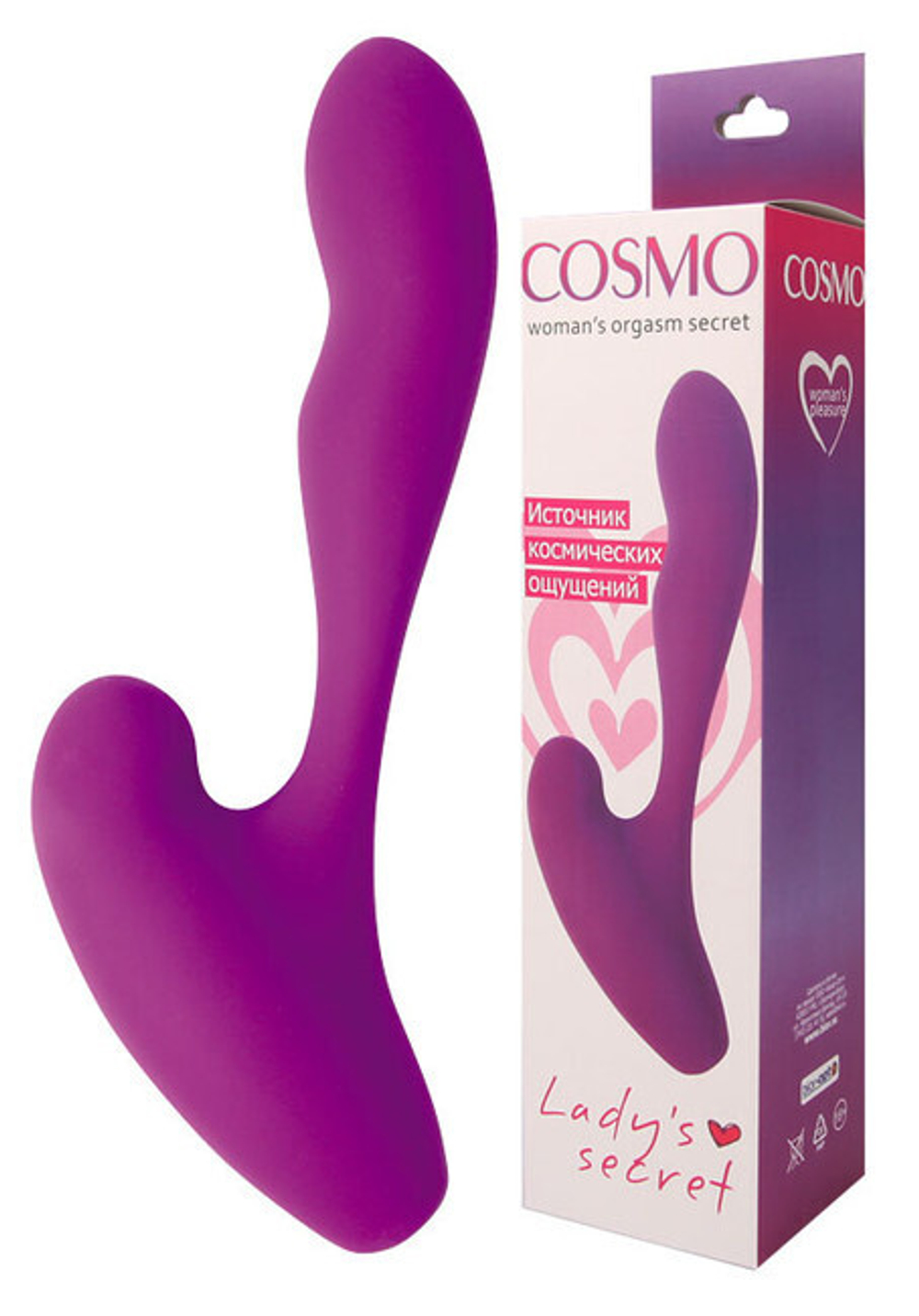 Женский вибромассажер с клиторальным стимулятором COSMO (18,5 см) (Цвет: фиолетовый)