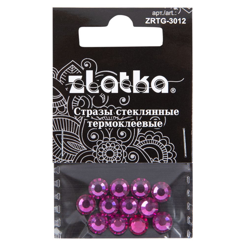 Стразы клеевые стекло 6.5 мм, 5х12 шт, SS30 №25 фуксия (Fuchsia), Zlatka ZRTG-3012