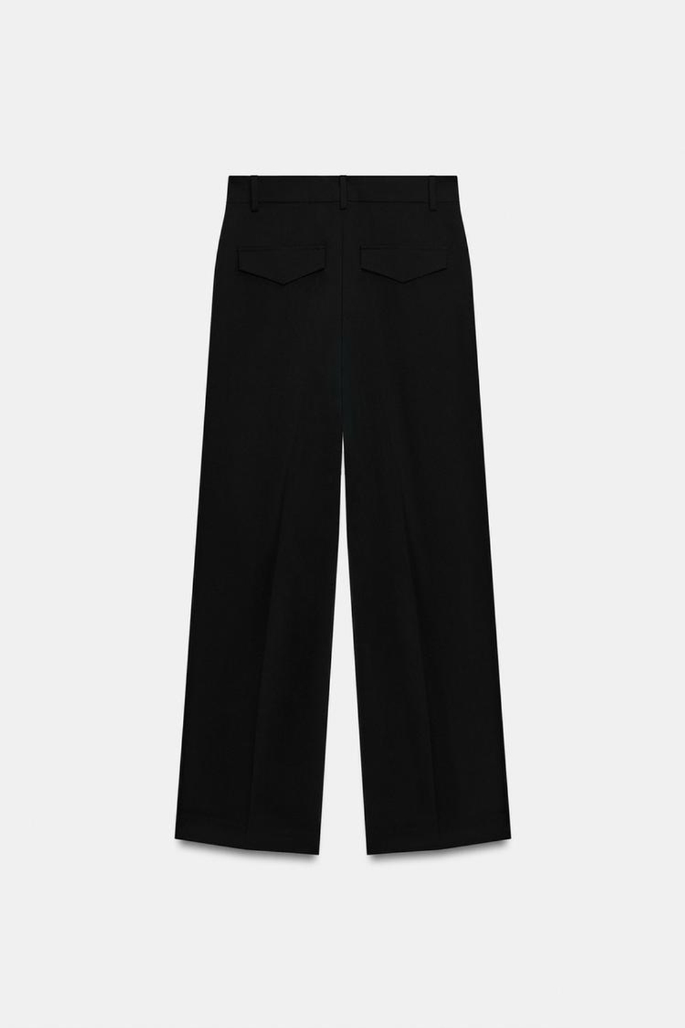 ZARA БРЮКИ В ПОЛОСКУ СО СКЛАДКАМИ И КЛАПАНАМИ, ЧЕРНЫЙ