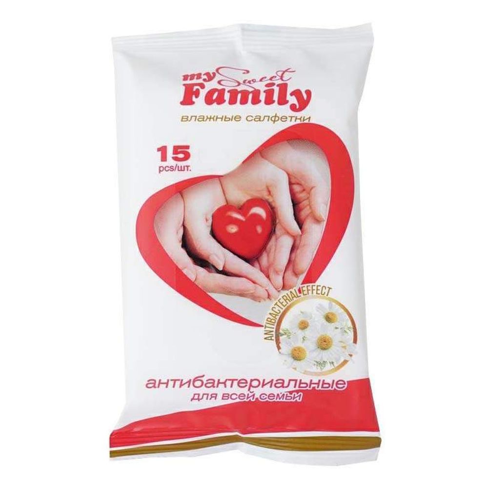 Салфетки влажные My sweet family антибактериальные 15шт