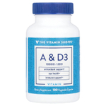 The Vitamin Shoppe, Витамины A и D3, 100 растительных капсул