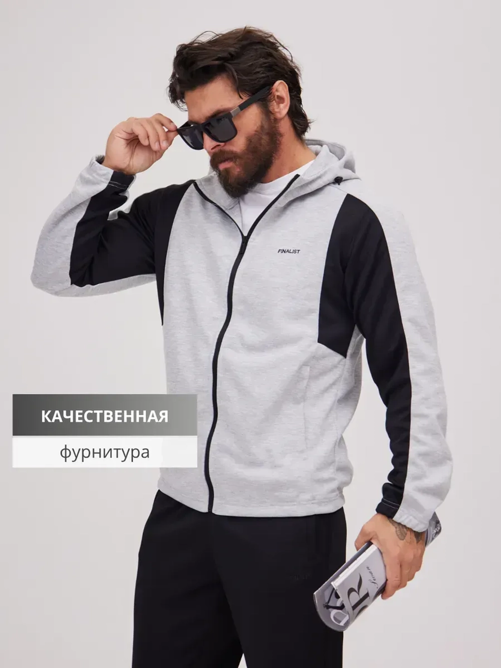 Спортивный костюм с прямыми брюками с капюшоном летний