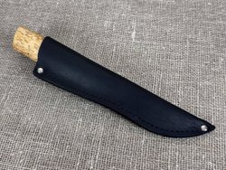 Шкуросъемный нож "Якут", дамасская сталь, рукоять карельская берёза