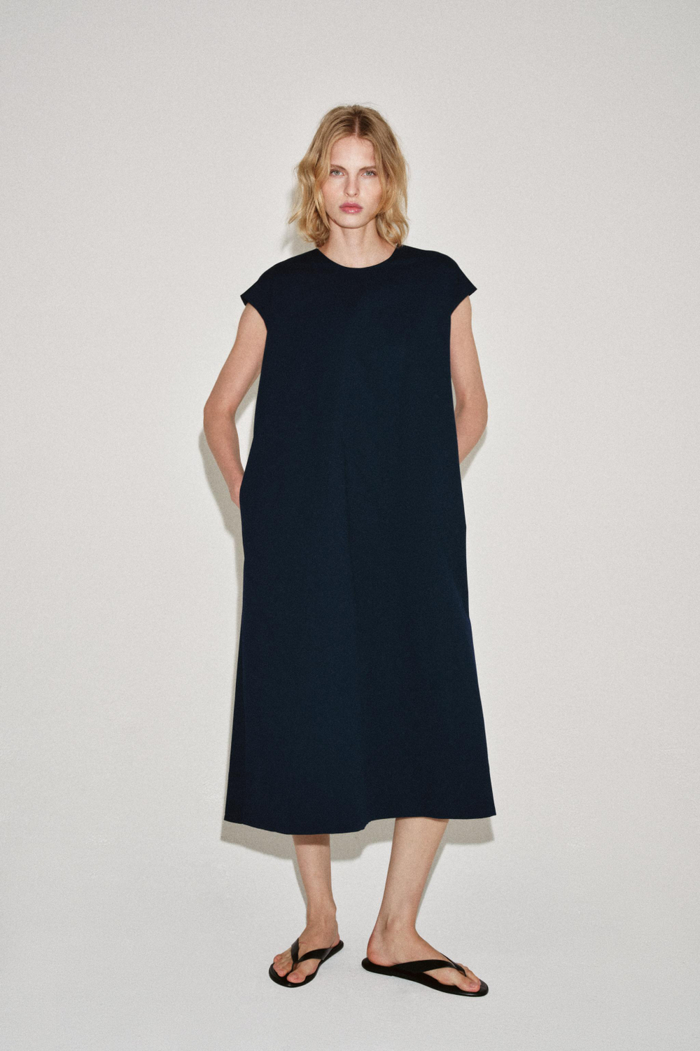 ПЛАТЬЕ МИДИ ИЗ ПОПЛИНА — ZW COLLECTION — ZARA