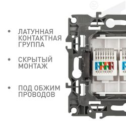 Розетка ЭРА Серия 12 12-3108-01 информационная двойная 2XRJ45 IP20 белый | Эра 12