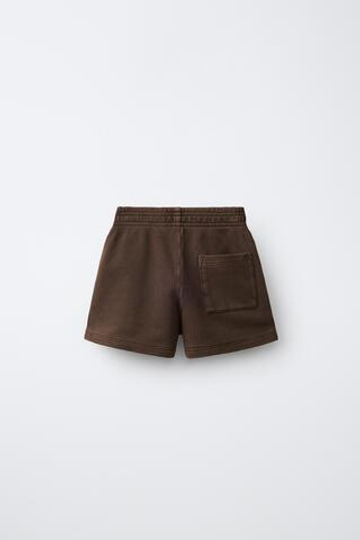 ZARA ОДНОТОННЫЕ ШОРТЫ ИЗ ТКАНИ ПИКЕ, КОРИЧНЕВЫЙ